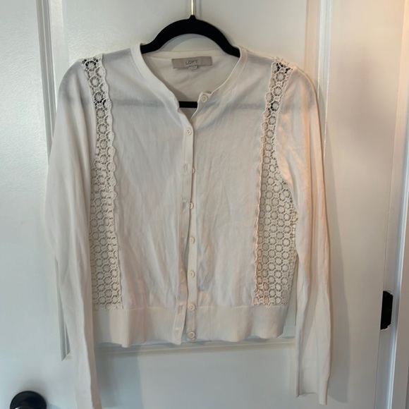 LOFT Sweaters - Loft Women’s White Knit Cardigan size S